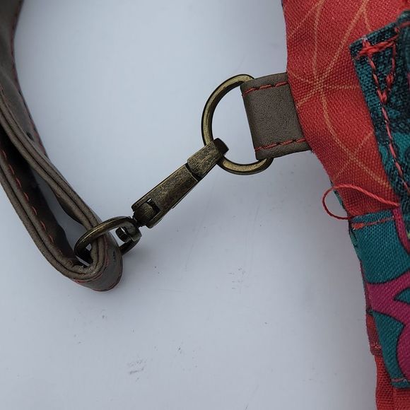 Desigual designer Crossbody Bag multi pattern green red embroidery leather - Picture 7 of 16